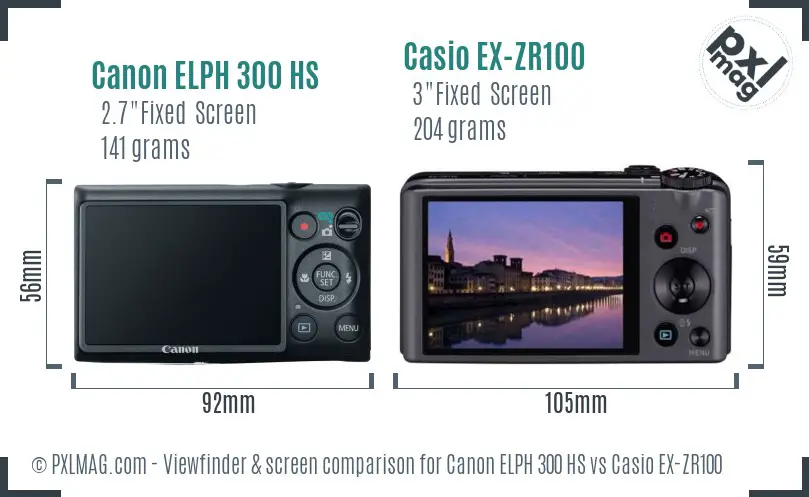 Canon ELPH 300 HS vs Casio EX-ZR100 Screen and Viewfinder comparison Canon ELPH 300 HS vs Casio EX-ZR100 Screen and Viewfinder comparison