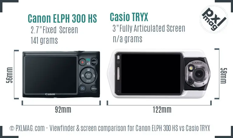 Canon ELPH 300 HS vs Casio TRYX Screen and Viewfinder comparison
