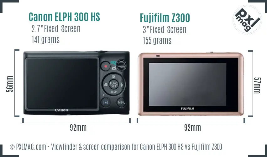 Canon ELPH 300 HS vs Fujifilm Z300 Screen and Viewfinder comparison