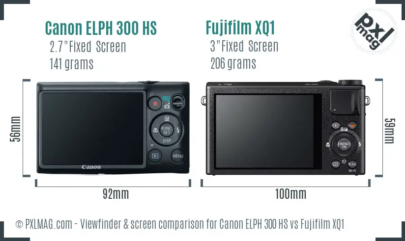 Canon ELPH 300 HS vs Fujifilm XQ1 Screen and Viewfinder comparison