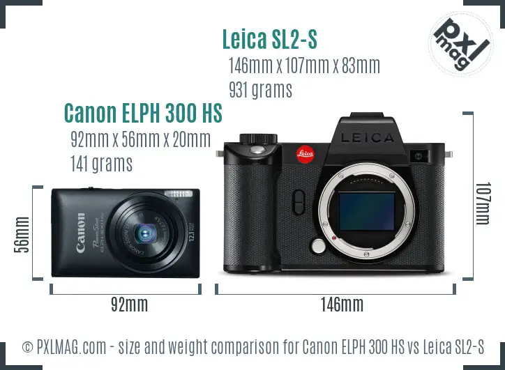 Canon ELPH 300 HS vs Leica SL2-S size comparison
