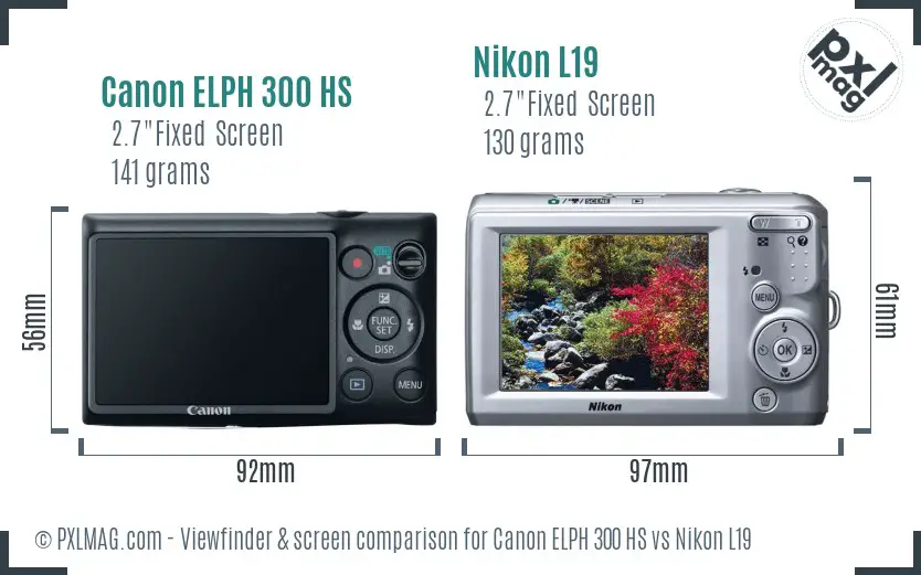Canon ELPH 300 HS vs Nikon L19 Screen and Viewfinder comparison