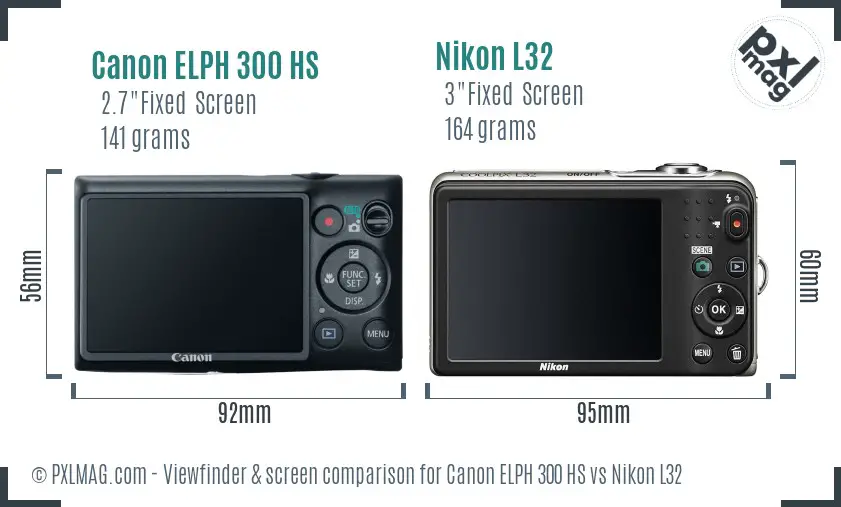 Canon ELPH 300 HS vs Nikon L32 Screen and Viewfinder comparison