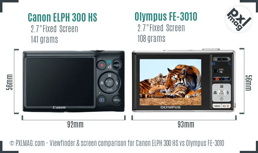 Canon ELPH 300 HS vs Olympus FE-3010 Screen and Viewfinder comparison Canon ELPH 300 HS vs Olympus FE-3010 Screen and Viewfinder comparison