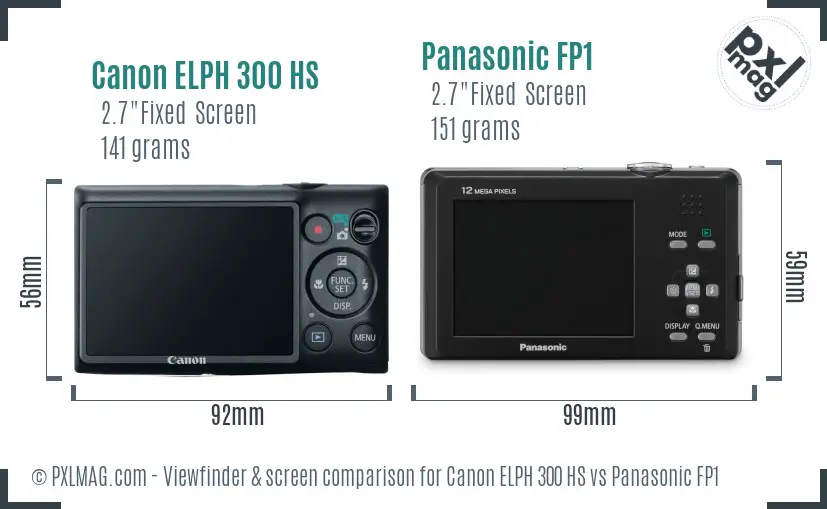Canon ELPH 300 HS vs Panasonic FP1 Screen and Viewfinder comparison