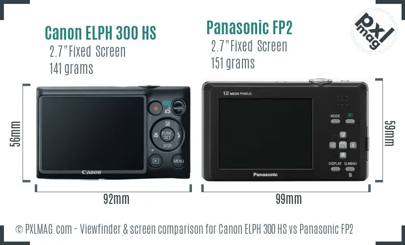 Canon ELPH 300 HS vs Panasonic FP2 Screen and Viewfinder comparison