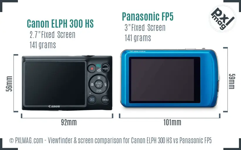 Canon ELPH 300 HS vs Panasonic FP5 Screen and Viewfinder comparison