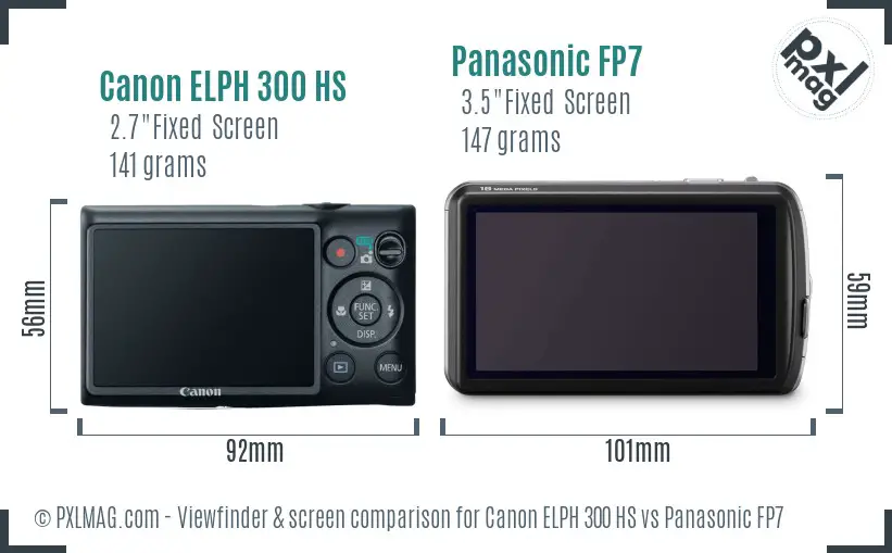 Canon ELPH 300 HS vs Panasonic FP7 Screen and Viewfinder comparison