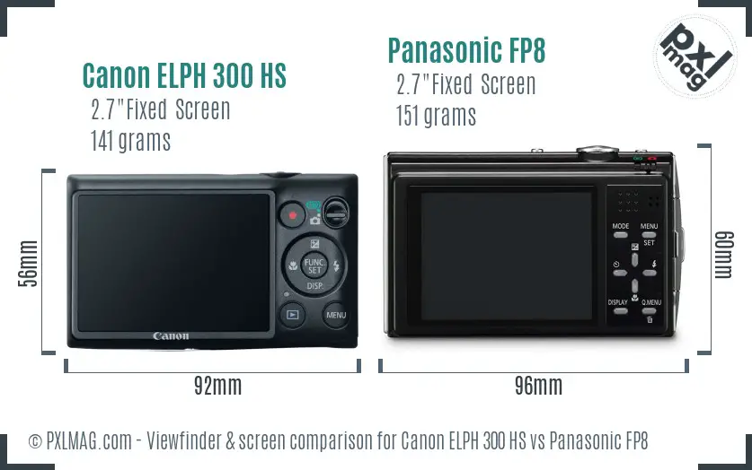 Canon ELPH 300 HS vs Panasonic FP8 Screen and Viewfinder comparison