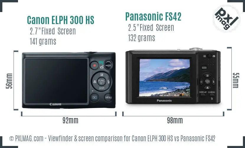 Canon ELPH 300 HS vs Panasonic FS42 Screen and Viewfinder comparison Canon ELPH 300 HS vs Panasonic FS42 Screen and Viewfinder comparison