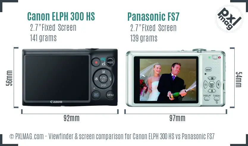 Canon ELPH 300 HS vs Panasonic FS7 Screen and Viewfinder comparison