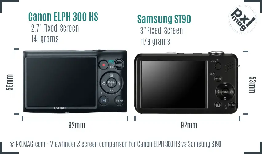 Canon ELPH 300 HS vs Samsung ST90 Screen and Viewfinder comparison