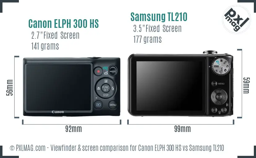 Canon ELPH 300 HS vs Samsung TL210 Screen and Viewfinder comparison Canon ELPH 300 HS vs Samsung TL210 Screen and Viewfinder comparison