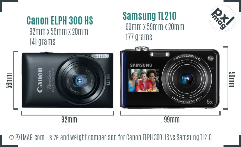 Canon ELPH 300 HS vs Samsung TL210 size comparison Canon ELPH 300 HS vs Samsung TL210 size comparison