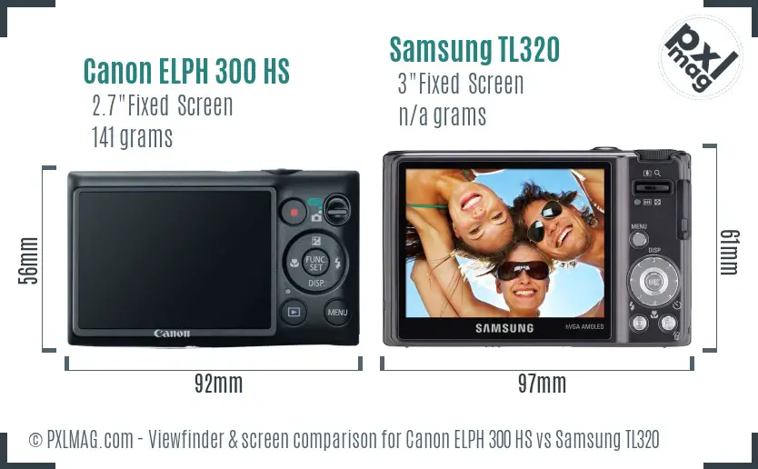 Canon ELPH 300 HS vs Samsung TL320 Screen and Viewfinder comparison