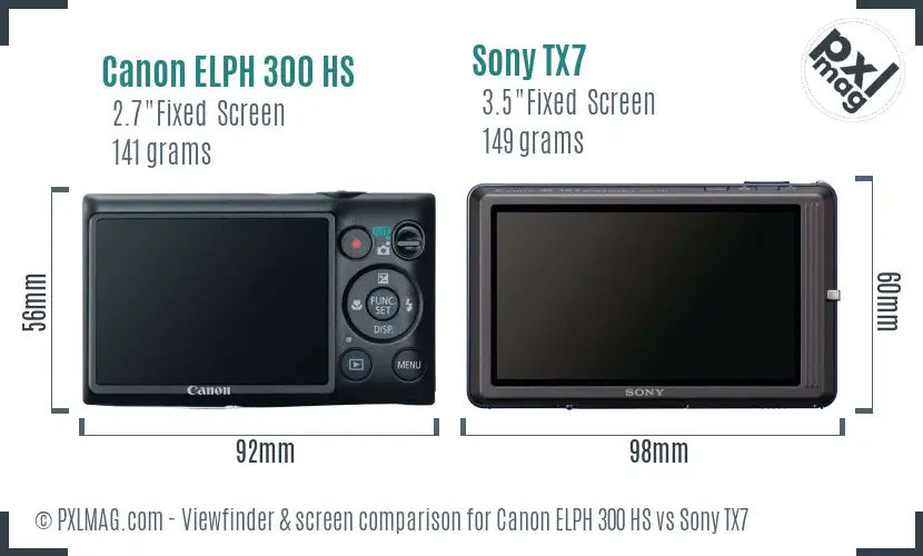 Canon ELPH 300 HS vs Sony TX7 Screen and Viewfinder comparison Canon ELPH 300 HS vs Sony TX7 Screen and Viewfinder comparison
