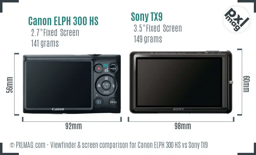 Canon ELPH 300 HS vs Sony TX9 Screen and Viewfinder comparison Canon ELPH 300 HS vs Sony TX9 Screen and Viewfinder comparison