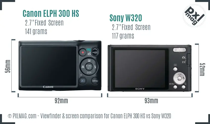 Canon ELPH 300 HS vs Sony W320 Screen and Viewfinder comparison