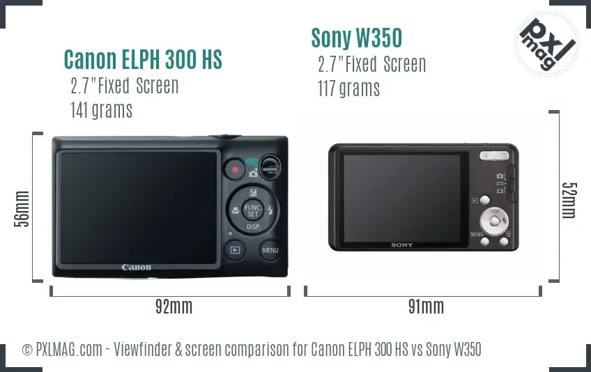 Canon ELPH 300 HS vs Sony W350 Screen and Viewfinder comparison Canon ELPH 300 HS vs Sony W350 Screen and Viewfinder comparison