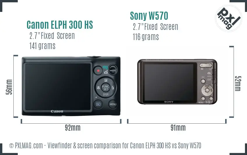 Canon ELPH 300 HS vs Sony W570 Screen and Viewfinder comparison