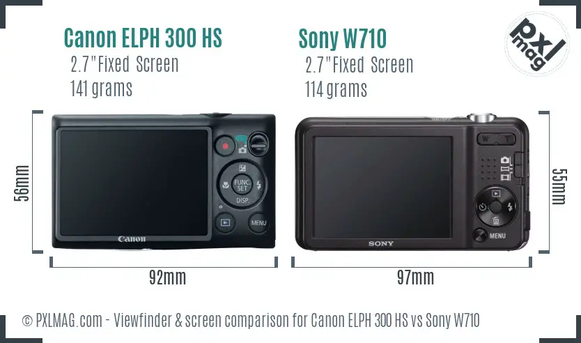 Canon ELPH 300 HS vs Sony W710 Screen and Viewfinder comparison