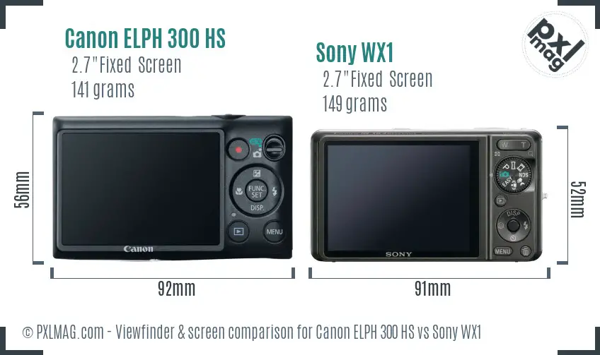 Canon ELPH 300 HS vs Sony WX1 Screen and Viewfinder comparison