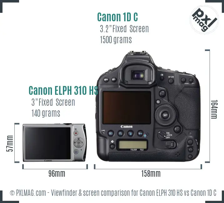 Canon ELPH 310 HS vs Canon 1D C Screen and Viewfinder comparison