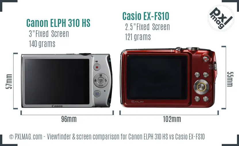 Canon ELPH 310 HS vs Casio EX-FS10 Screen and Viewfinder comparison Canon ELPH 310 HS vs Casio EX-FS10 Screen and Viewfinder comparison