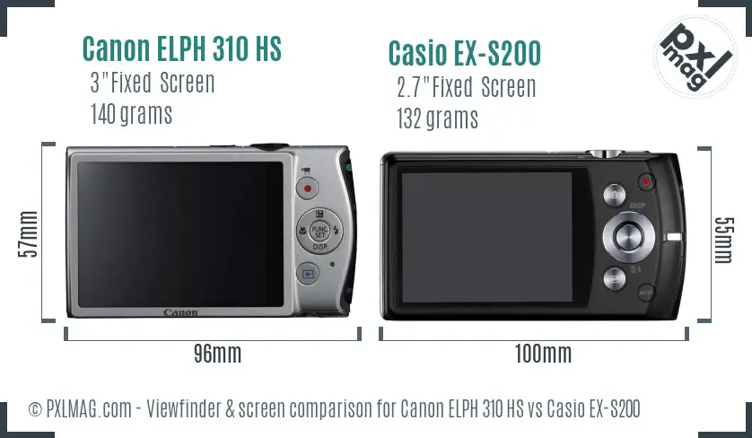 Canon ELPH 310 HS vs Casio EX-S200 Screen and Viewfinder comparison Canon ELPH 310 HS vs Casio EX-S200 Screen and Viewfinder comparison