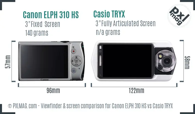 Canon ELPH 310 HS vs Casio TRYX Screen and Viewfinder comparison
