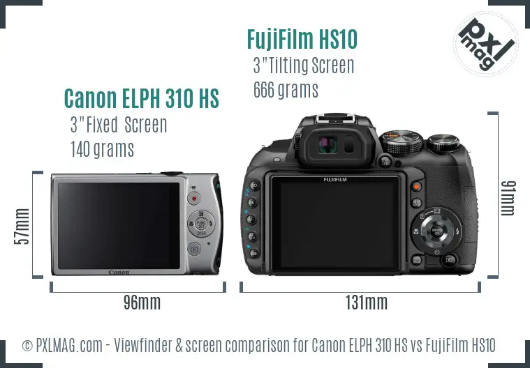Canon ELPH 310 HS vs FujiFilm HS10 Screen and Viewfinder comparison Canon ELPH 310 HS vs FujiFilm HS10 Screen and Viewfinder comparison