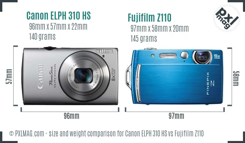 Canon ELPH 310 HS vs Fujifilm Z110 size comparison Canon ELPH 310 HS vs Fujifilm Z110 size comparison