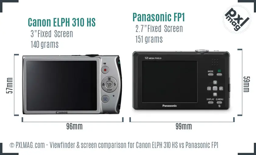 Canon ELPH 310 HS vs Panasonic FP1 Screen and Viewfinder comparison Canon ELPH 310 HS vs Panasonic FP1 Screen and Viewfinder comparison
