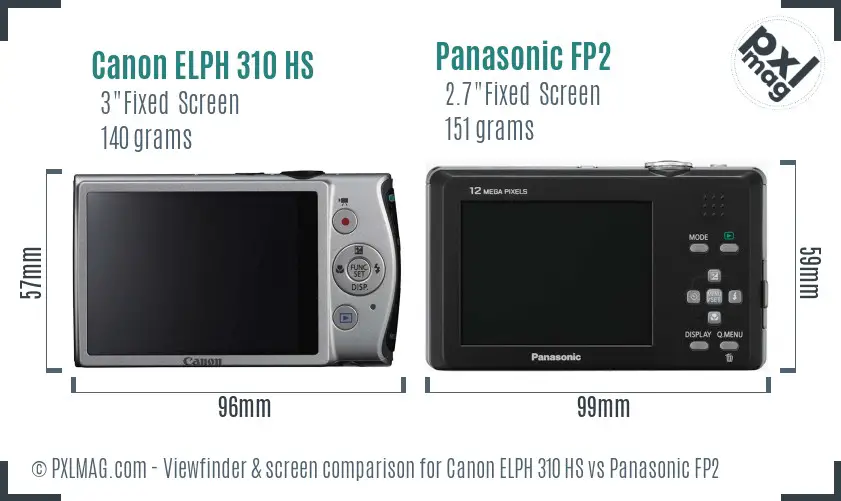 Canon ELPH 310 HS vs Panasonic FP2 Screen and Viewfinder comparison