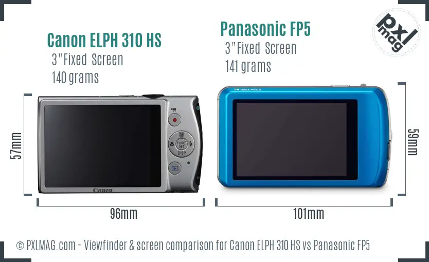 Canon ELPH 310 HS vs Panasonic FP5 Screen and Viewfinder comparison
