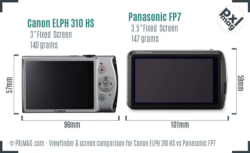 Canon ELPH 310 HS vs Panasonic FP7 Screen and Viewfinder comparison