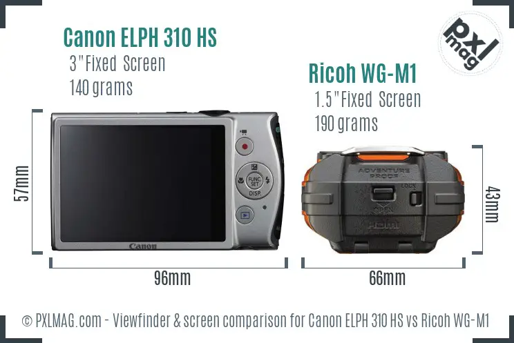 Canon ELPH 310 HS vs Ricoh WG-M1 Screen and Viewfinder comparison
