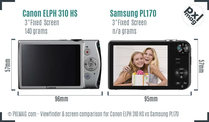 Canon ELPH 310 HS vs Samsung PL170 Screen and Viewfinder comparison