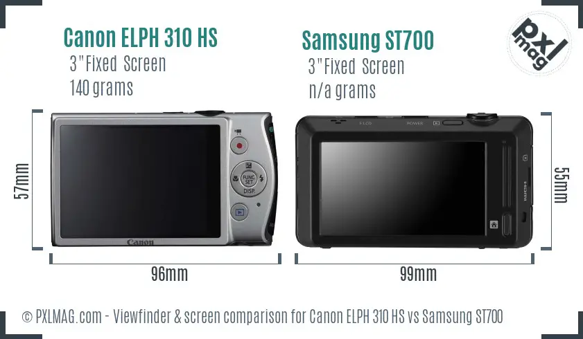 Canon ELPH 310 HS vs Samsung ST700 Screen and Viewfinder comparison Canon ELPH 310 HS vs Samsung ST700 Screen and Viewfinder comparison
