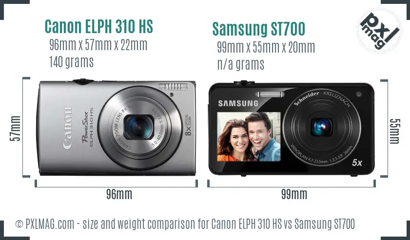 Canon ELPH 310 HS vs Samsung ST700 size comparison Canon ELPH 310 HS vs Samsung ST700 size comparison