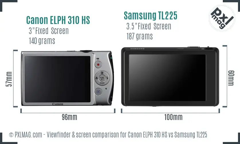 Canon ELPH 310 HS vs Samsung TL225 Screen and Viewfinder comparison Canon ELPH 310 HS vs Samsung TL225 Screen and Viewfinder comparison