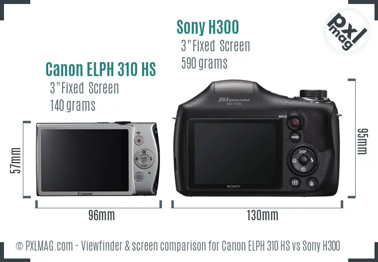 Canon ELPH 310 HS vs Sony H300 Screen and Viewfinder comparison