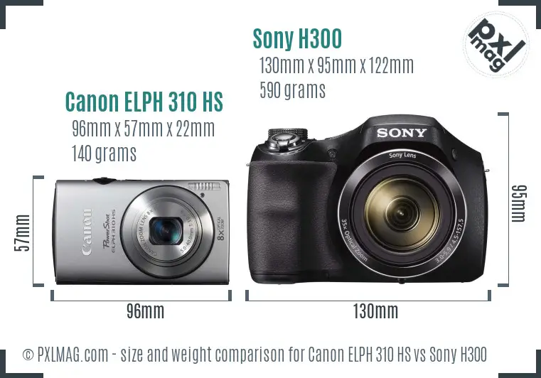 Canon ELPH 310 HS vs Sony H300 size comparison