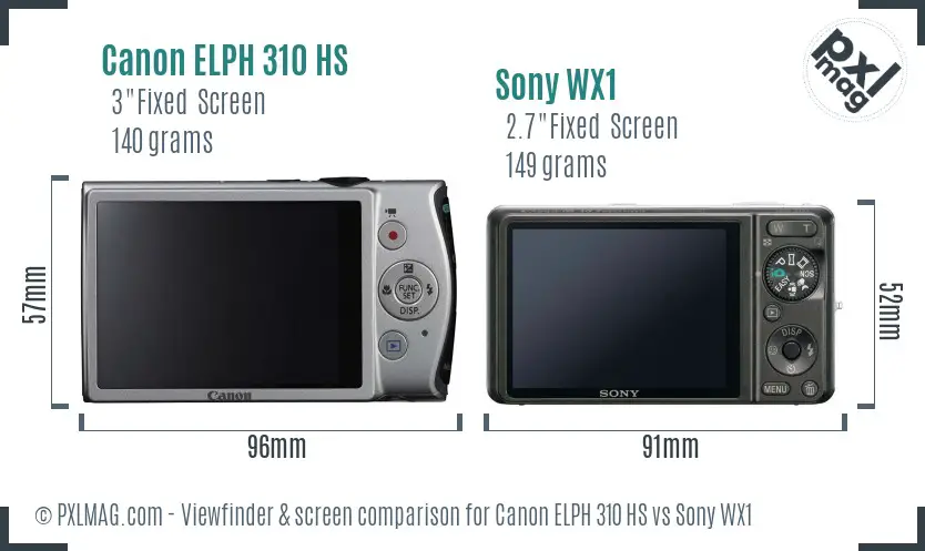 Canon ELPH 310 HS vs Sony WX1 Screen and Viewfinder comparison