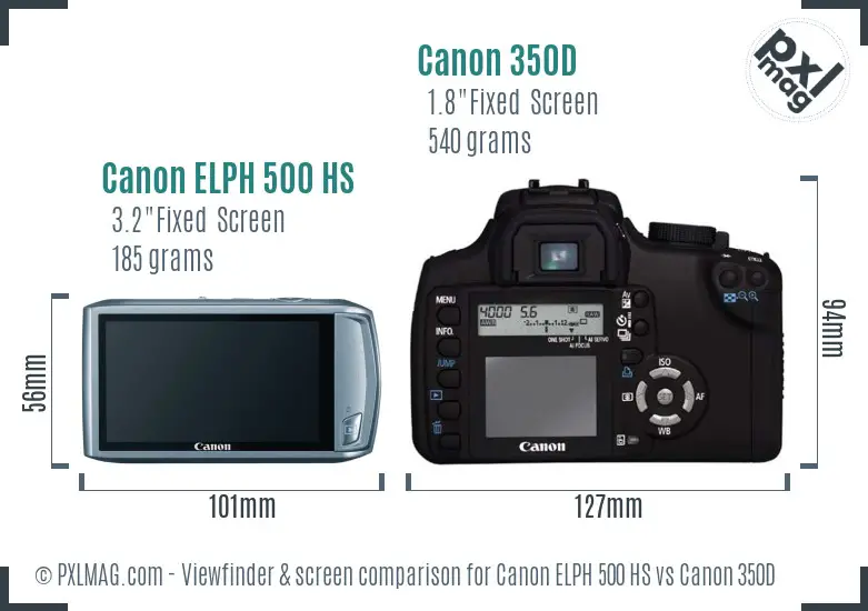 Canon ELPH 500 HS vs Canon 350D Screen and Viewfinder comparison Canon ELPH 500 HS vs Canon 350D Screen and Viewfinder comparison