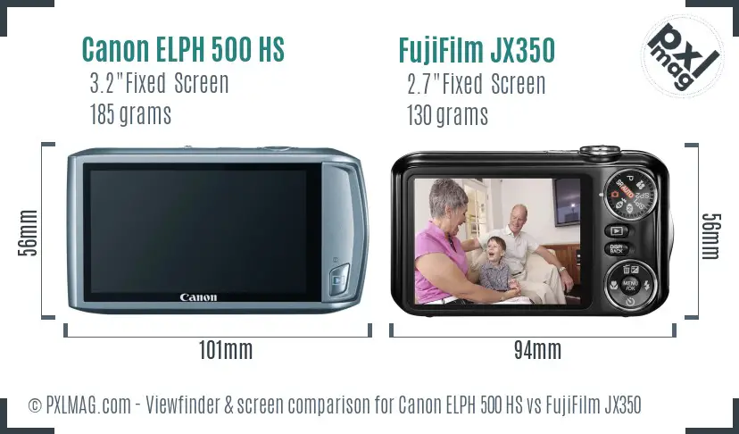 Canon ELPH 500 HS vs FujiFilm JX350 Screen and Viewfinder comparison Canon ELPH 500 HS vs FujiFilm JX350 Screen and Viewfinder comparison