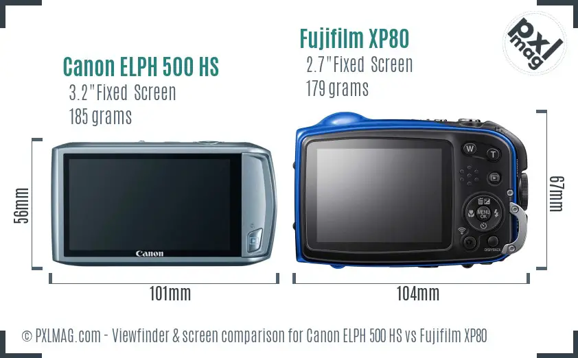 Canon ELPH 500 HS vs Fujifilm XP80 Screen and Viewfinder comparison