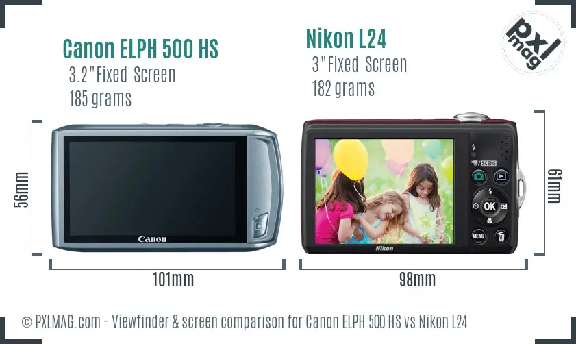 Canon ELPH 500 HS vs Nikon L24 Screen and Viewfinder comparison
