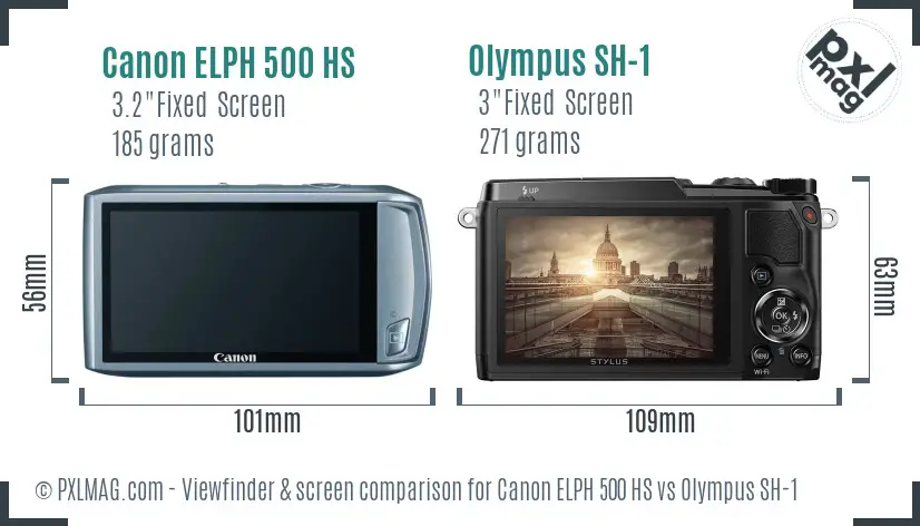 Canon ELPH 500 HS vs Olympus SH-1 Screen and Viewfinder comparison Canon ELPH 500 HS vs Olympus SH-1 Screen and Viewfinder comparison