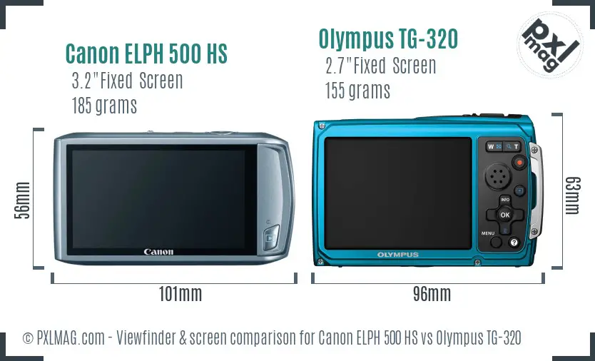 Canon ELPH 500 HS vs Olympus TG-320 Screen and Viewfinder comparison